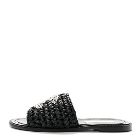 chanel raffia mules|CHANEL Raffia Crystal CC Mules Sandals 36 Black.